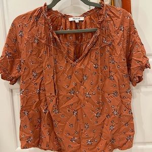 Madewell Orange Patterned Blouse